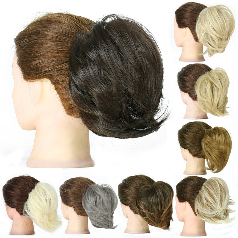 Synthetic Messy Hairpiece Bun for Women Wave Chignon Ponytail Hair Extension Elastic Rubber Band Updo Fiber Scrunchies