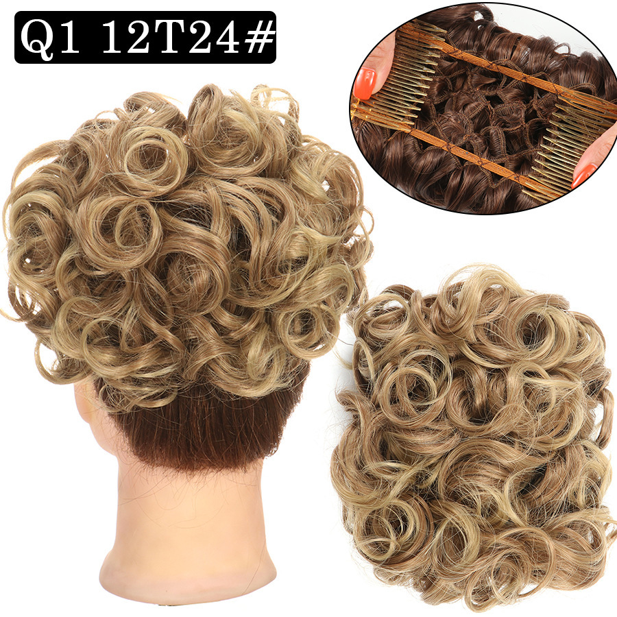 Messy Bun Large Comb Clips In Curly Hair Extension Fake False Synthetic Pieces Chignon Women Updo Cover Hairpiec