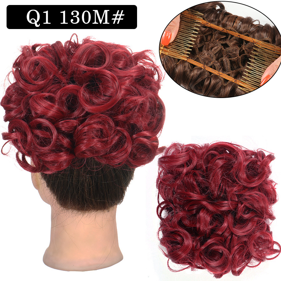 Messy Bun Large Comb Clips In Curly Hair Extension Fake False Synthetic Pieces Chignon Women Updo Cover Hairpiec
