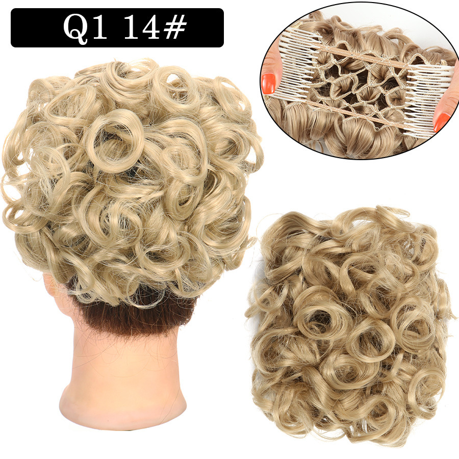 Messy Bun Large Comb Clips In Curly Hair Extension Fake False Synthetic Pieces Chignon Women Updo Cover Hairpiec
