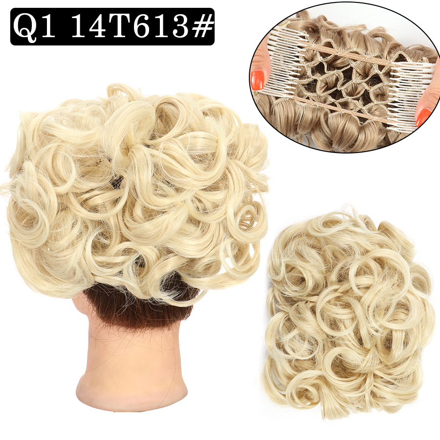 Messy Bun Large Comb Clips In Curly Hair Extension Fake False Synthetic Pieces Chignon Women Updo Cover Hairpiec