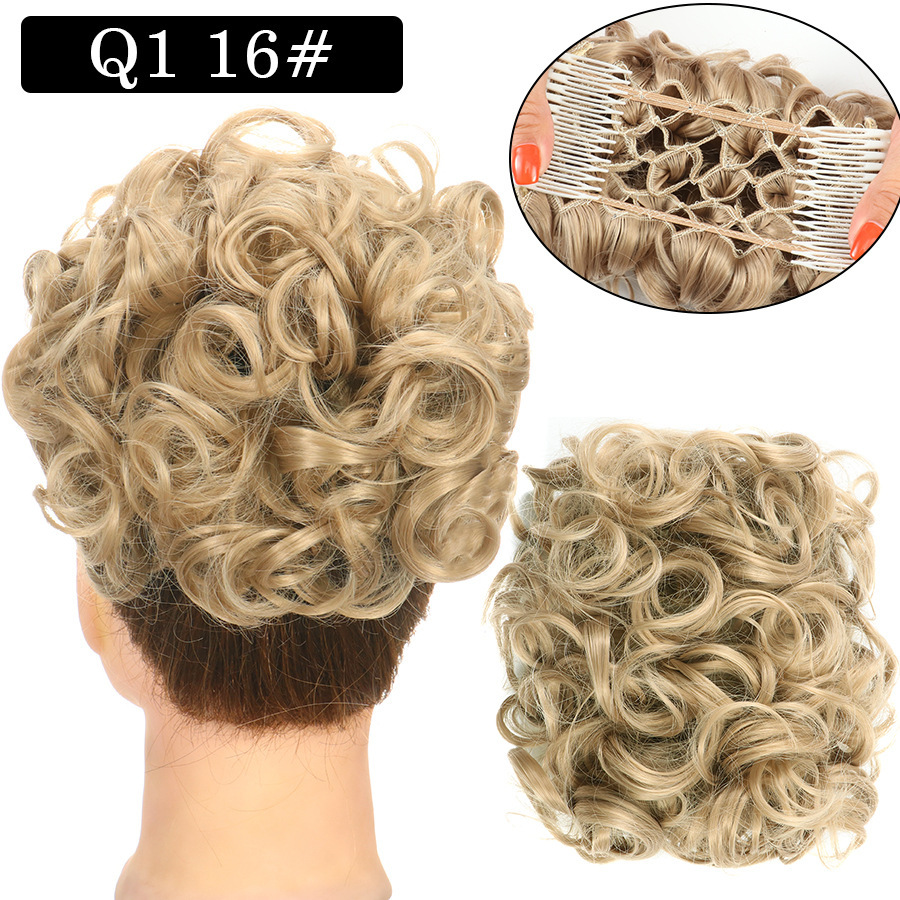Messy Bun Large Comb Clips In Curly Hair Extension Fake False Synthetic Pieces Chignon Women Updo Cover Hairpiec
