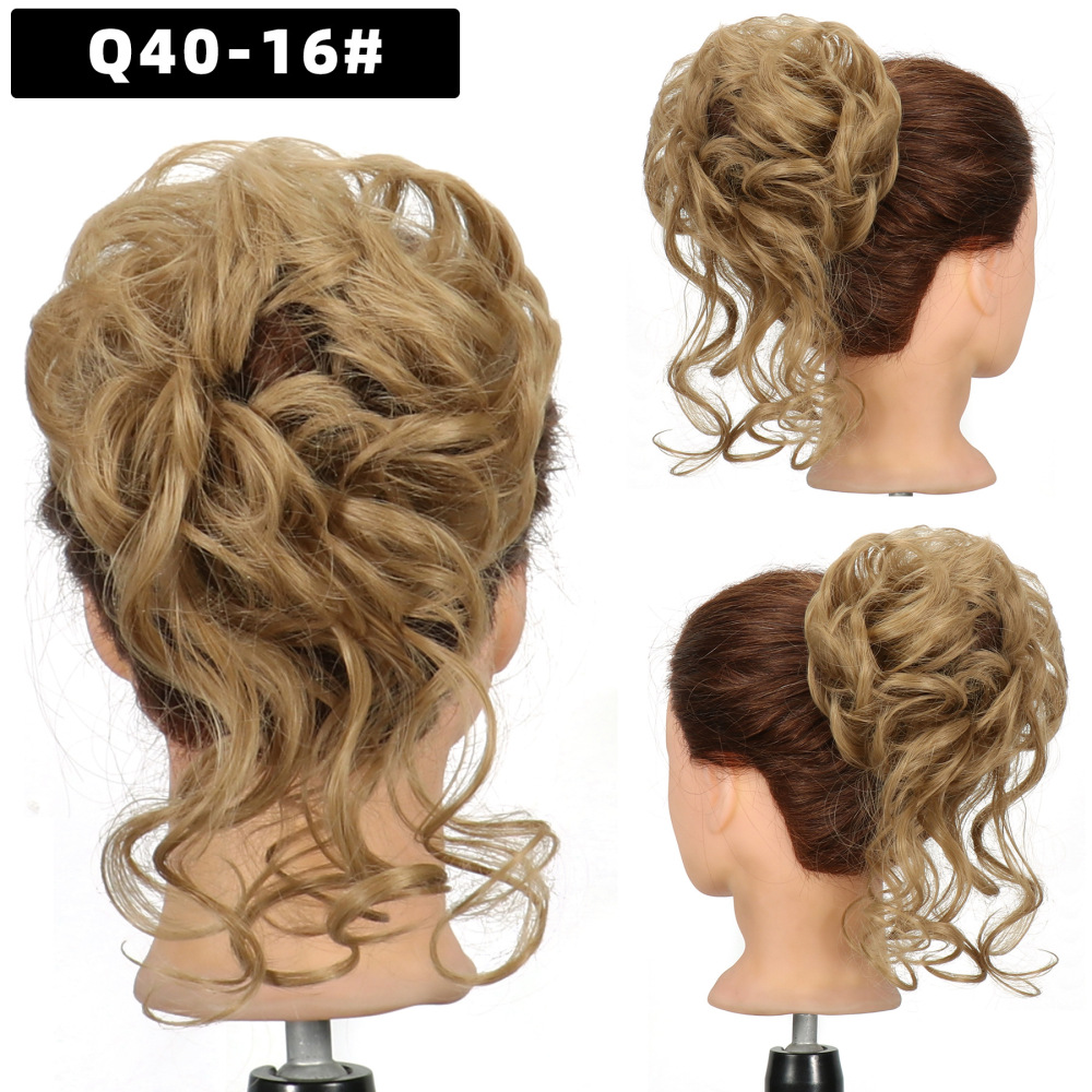 Synthetic Messy Hairpiece Bun for Women Wave Chignon Ponytail Hair Extension Elastic Rubber Band Updo Fiber Scrunchies