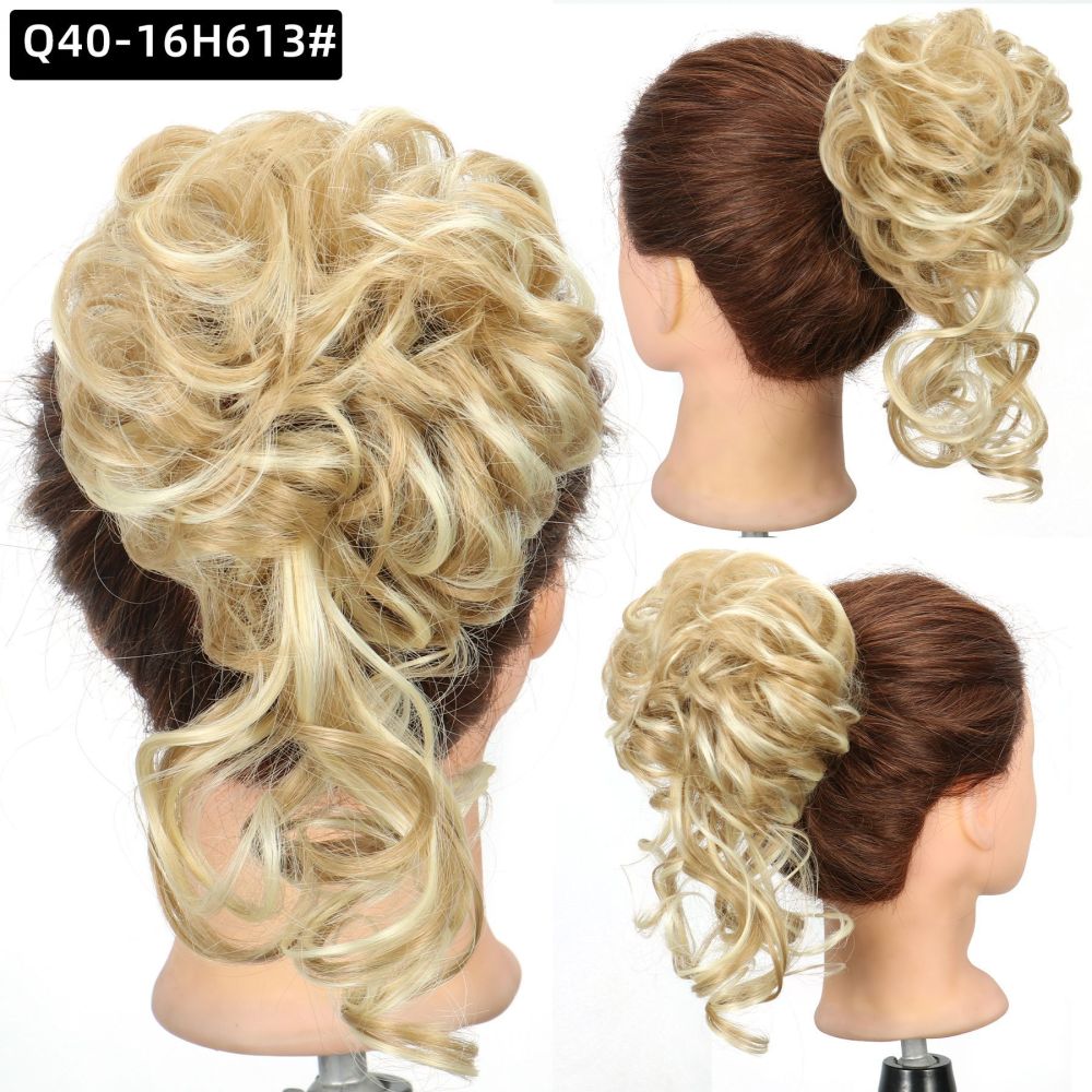 Synthetic Messy Hairpiece Bun for Women Wave Chignon Ponytail Hair Extension Elastic Rubber Band Updo Fiber Scrunchies