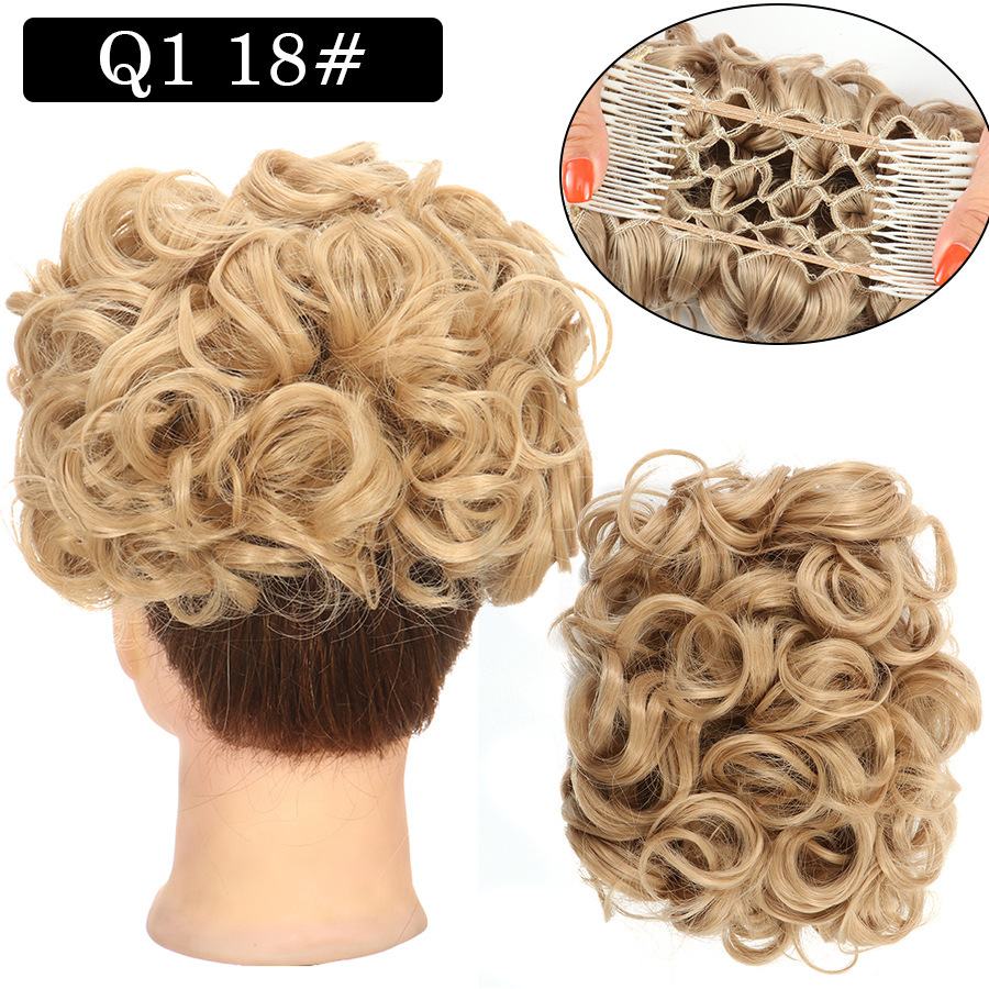Messy Bun Large Comb Clips In Curly Hair Extension Fake False Synthetic Pieces Chignon Women Updo Cover Hairpiec