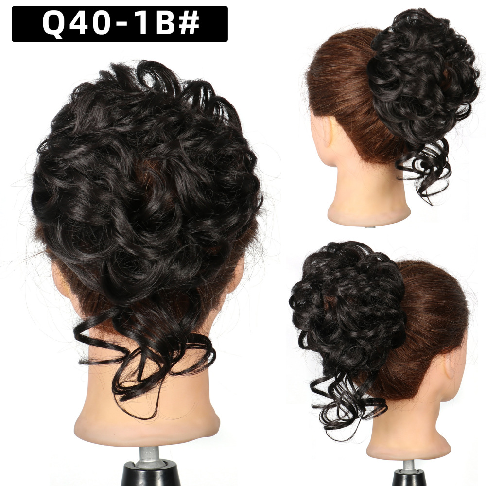 Synthetic Messy Hairpiece Bun for Women Wave Chignon Ponytail Hair Extension Elastic Rubber Band Updo Fiber Scrunchies
