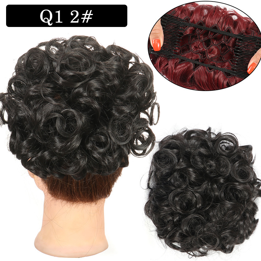 Messy Bun Large Comb Clips In Curly Hair Extension Fake False Synthetic Pieces Chignon Women Updo Cover Hairpiec