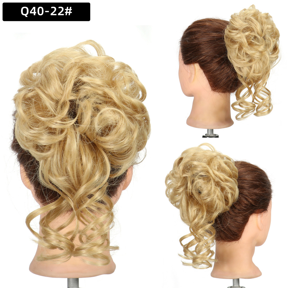 Synthetic Messy Hairpiece Bun for Women Wave Chignon Ponytail Hair Extension Elastic Rubber Band Updo Fiber Scrunchies