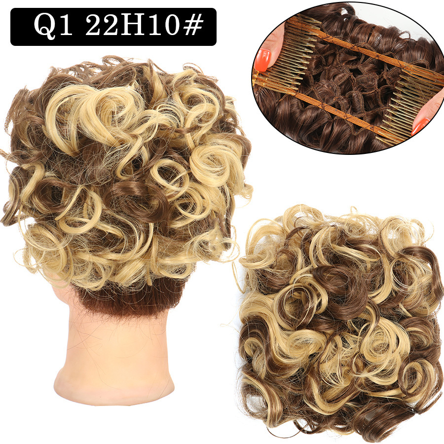 Messy Bun Large Comb Clips In Curly Hair Extension Fake False Synthetic Pieces Chignon Women Updo Cover Hairpiec