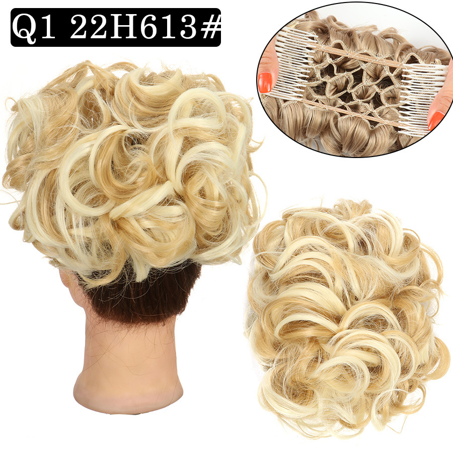 Messy Bun Large Comb Clips In Curly Hair Extension Fake False Synthetic Pieces Chignon Women Updo Cover Hairpiec