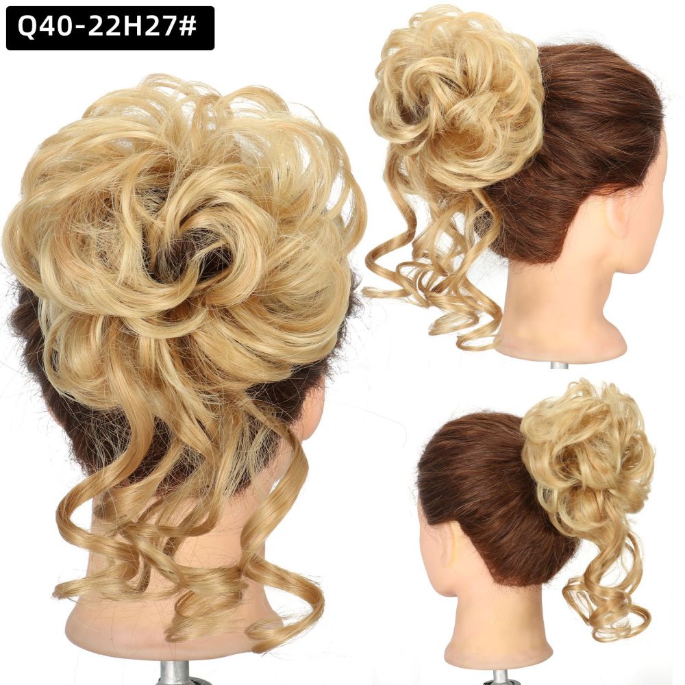 Synthetic Messy Hairpiece Bun for Women Wave Chignon Ponytail Hair Extension Elastic Rubber Band Updo Fiber Scrunchies