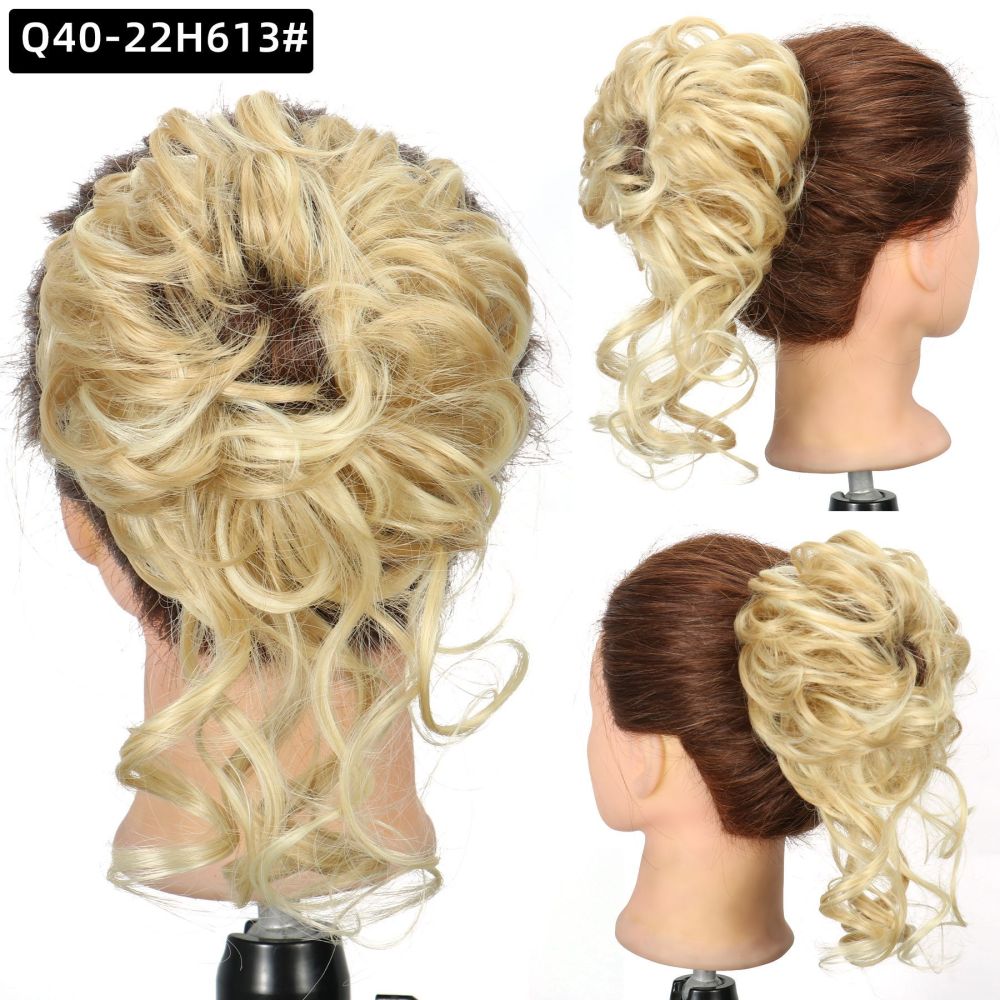 Synthetic Messy Hairpiece Bun for Women Wave Chignon Ponytail Hair Extension Elastic Rubber Band Updo Fiber Scrunchies