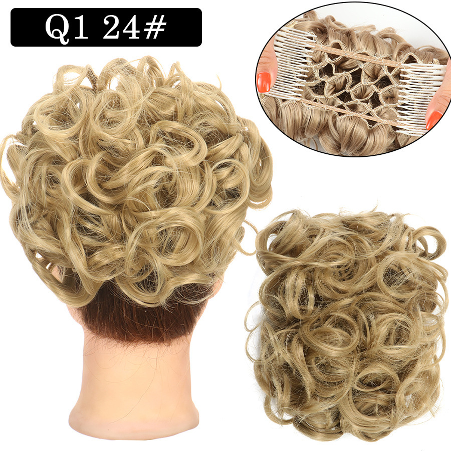 Messy Bun Large Comb Clips In Curly Hair Extension Fake False Synthetic Pieces Chignon Women Updo Cover Hairpiec