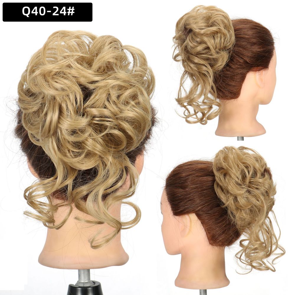 Synthetic Messy Hairpiece Bun for Women Wave Chignon Ponytail Hair Extension Elastic Rubber Band Updo Fiber Scrunchies
