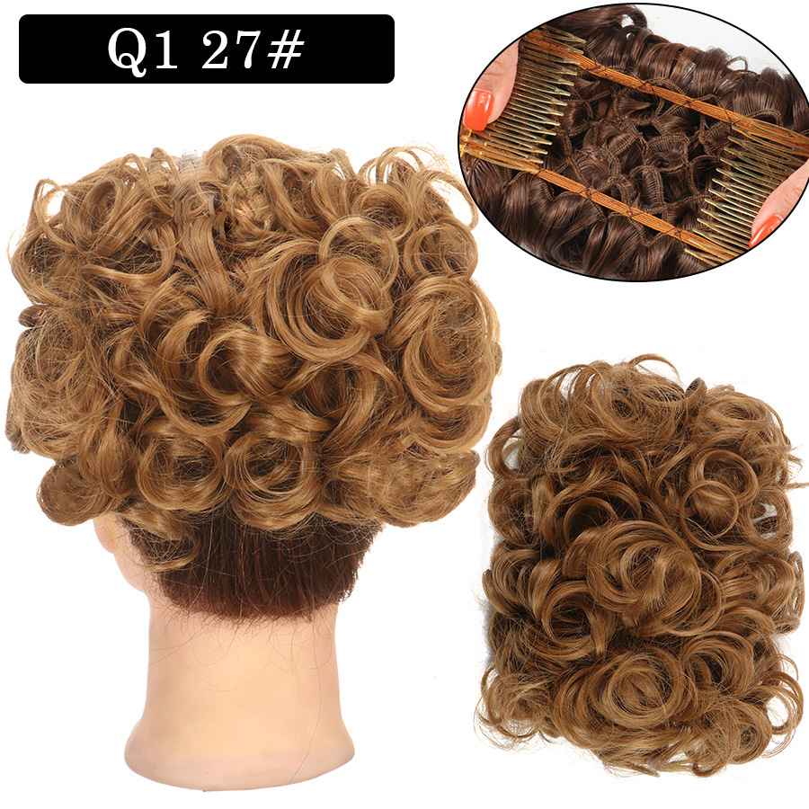 Messy Bun Large Comb Clips In Curly Hair Extension Fake False Synthetic Pieces Chignon Women Updo Cover Hairpiec
