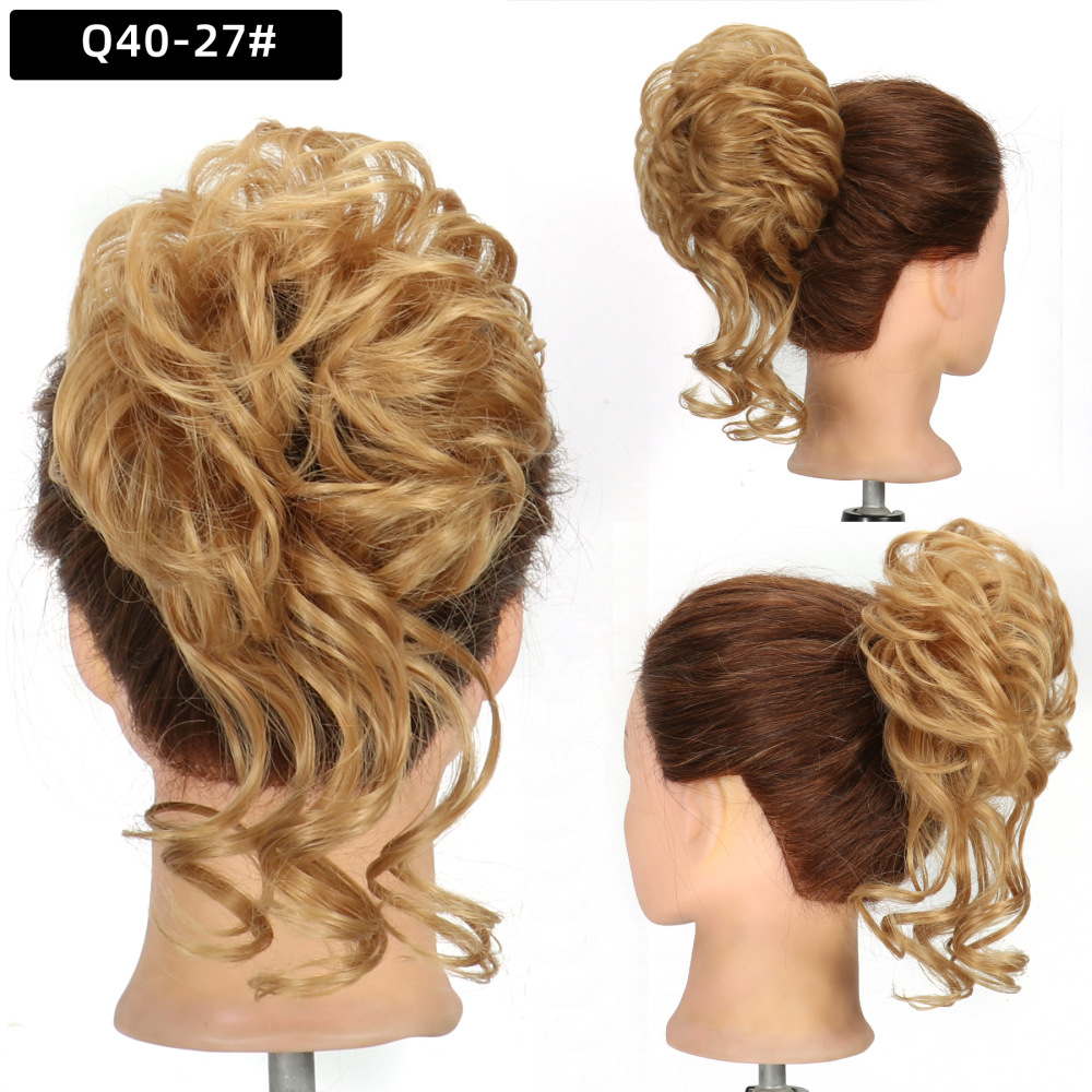Synthetic Messy Hairpiece Bun for Women Wave Chignon Ponytail Hair Extension Elastic Rubber Band Updo Fiber Scrunchies