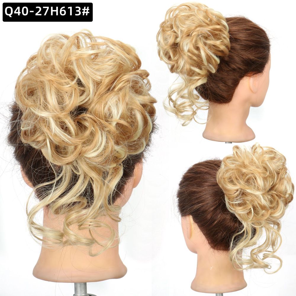 Synthetic Messy Hairpiece Bun for Women Wave Chignon Ponytail Hair Extension Elastic Rubber Band Updo Fiber Scrunchies