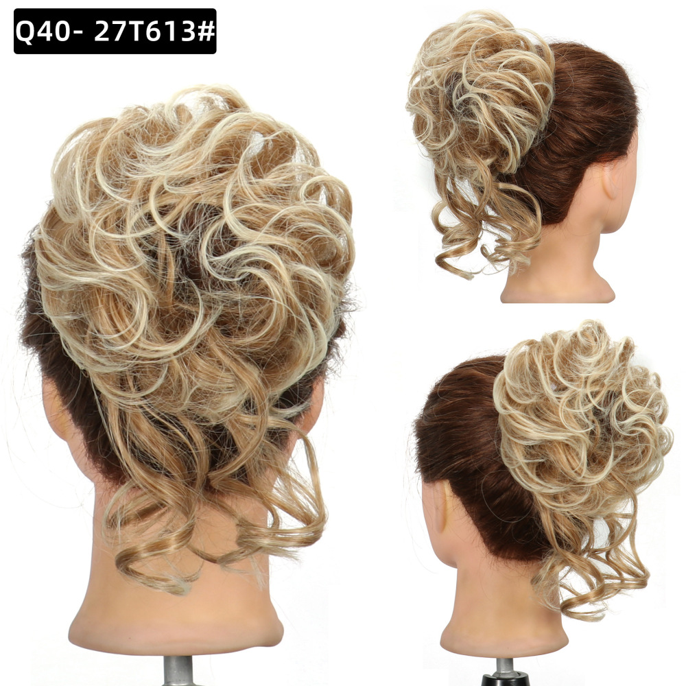 Synthetic Messy Hairpiece Bun for Women Wave Chignon Ponytail Hair Extension Elastic Rubber Band Updo Fiber Scrunchies