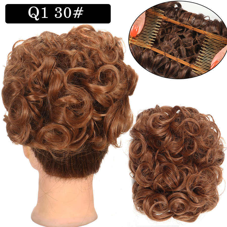 Messy Bun Large Comb Clips In Curly Hair Extension Fake False Synthetic Pieces Chignon Women Updo Cover Hairpiec