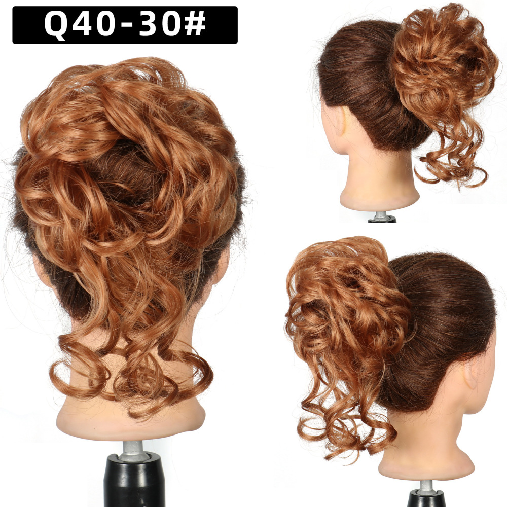 Synthetic Messy Hairpiece Bun for Women Wave Chignon Ponytail Hair Extension Elastic Rubber Band Updo Fiber Scrunchies