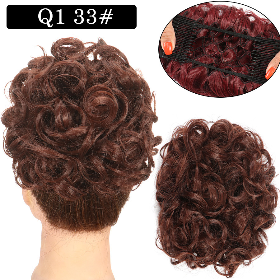 Messy Bun Large Comb Clips In Curly Hair Extension Fake False Synthetic Pieces Chignon Women Updo Cover Hairpiec