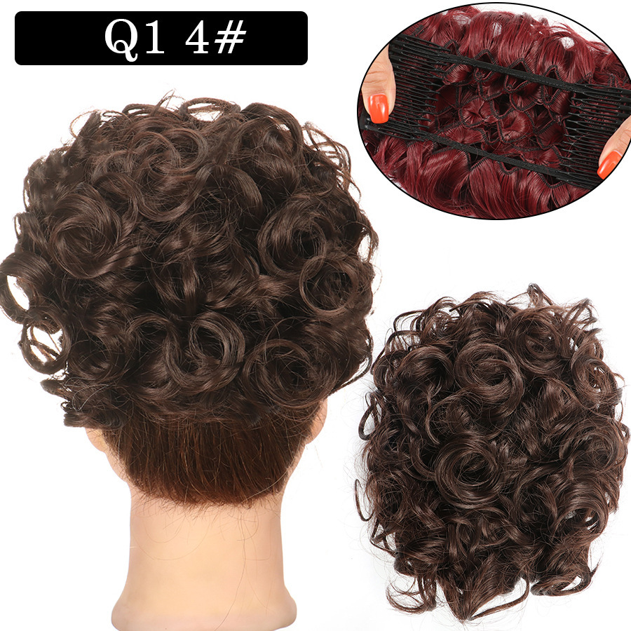 Messy Bun Large Comb Clips In Curly Hair Extension Fake False Synthetic Pieces Chignon Women Updo Cover Hairpiec