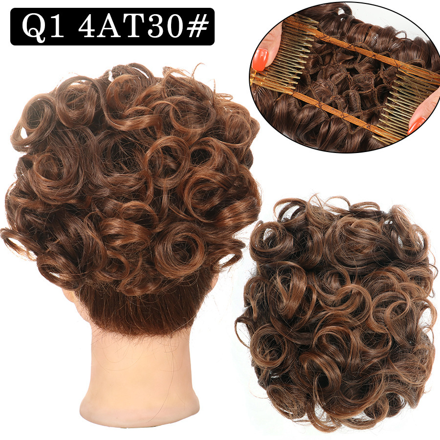 Messy Bun Large Comb Clips In Curly Hair Extension Fake False Synthetic Pieces Chignon Women Updo Cover Hairpiec