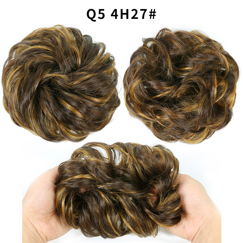 Synthetic Messy Bun Chignon Donut Blonde Brown Color Hair Bun Elastic Hair Rope Rubber Band Hair Extensions for Women