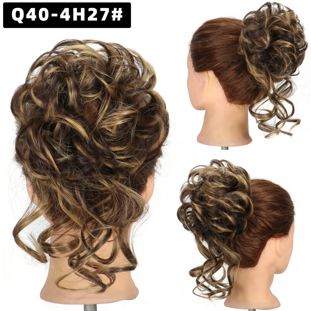 Synthetic Messy Hairpiece Bun for Women Wave Chignon Ponytail Hair Extension Elastic Rubber Band Updo Fiber Scrunchies