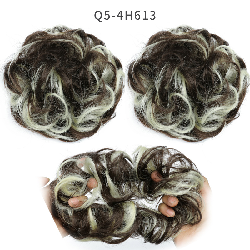 Synthetic Messy Bun Chignon Donut Blonde Brown Color Hair Bun Elastic Hair Rope Rubber Band Hair Extensions for Women