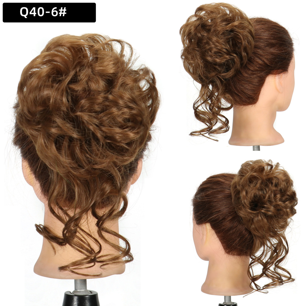 Synthetic Messy Hairpiece Bun for Women Wave Chignon Ponytail Hair Extension Elastic Rubber Band Updo Fiber Scrunchies