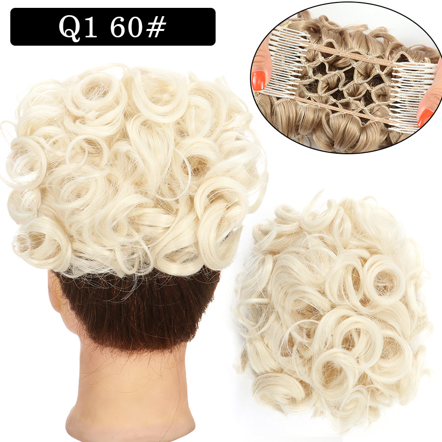Messy Bun Large Comb Clips In Curly Hair Extension Fake False Synthetic Pieces Chignon Women Updo Cover Hairpiec