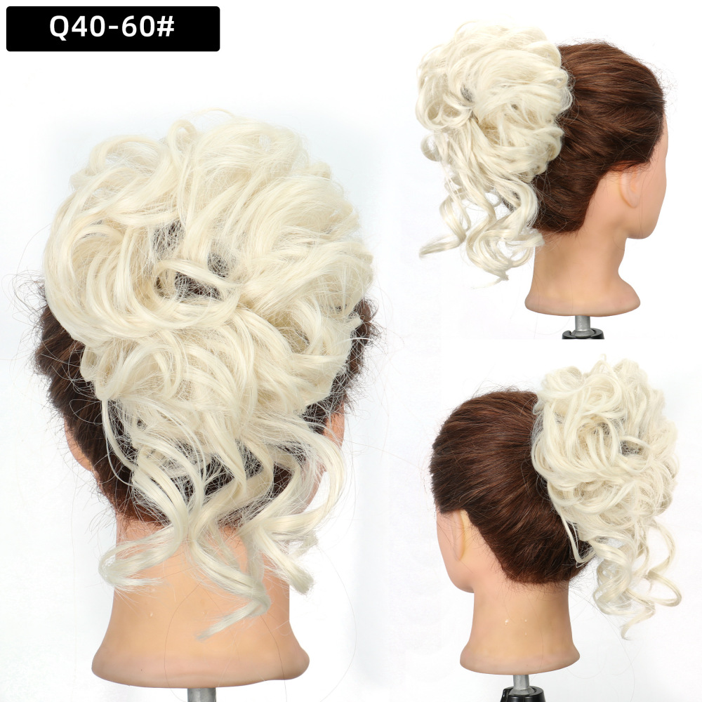 Synthetic Messy Hairpiece Bun for Women Wave Chignon Ponytail Hair Extension Elastic Rubber Band Updo Fiber Scrunchies