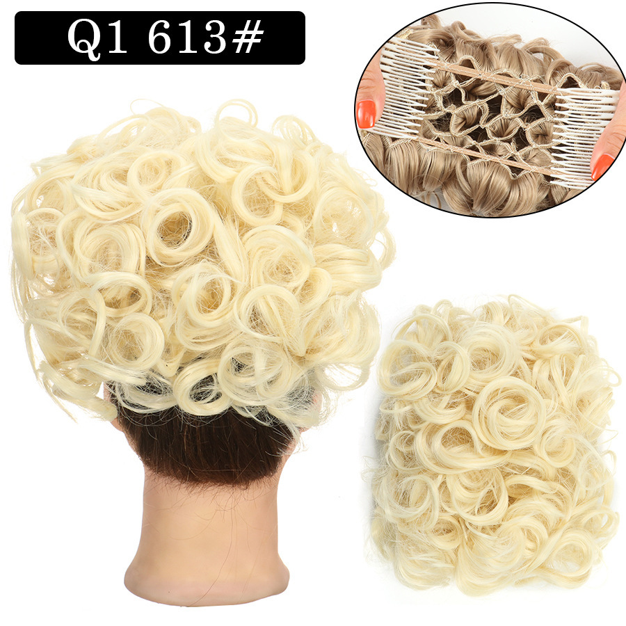 Messy Bun Large Comb Clips In Curly Hair Extension Fake False Synthetic Pieces Chignon Women Updo Cover Hairpiec