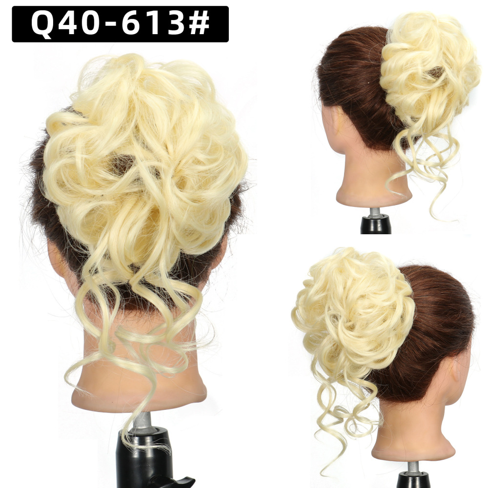 Synthetic Messy Hairpiece Bun for Women Wave Chignon Ponytail Hair Extension Elastic Rubber Band Updo Fiber Scrunchies