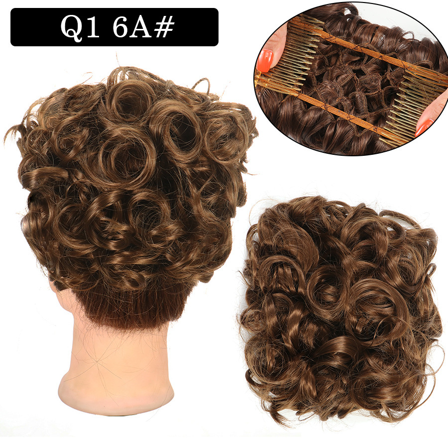 Messy Bun Large Comb Clips In Curly Hair Extension Fake False Synthetic Pieces Chignon Women Updo Cover Hairpiec