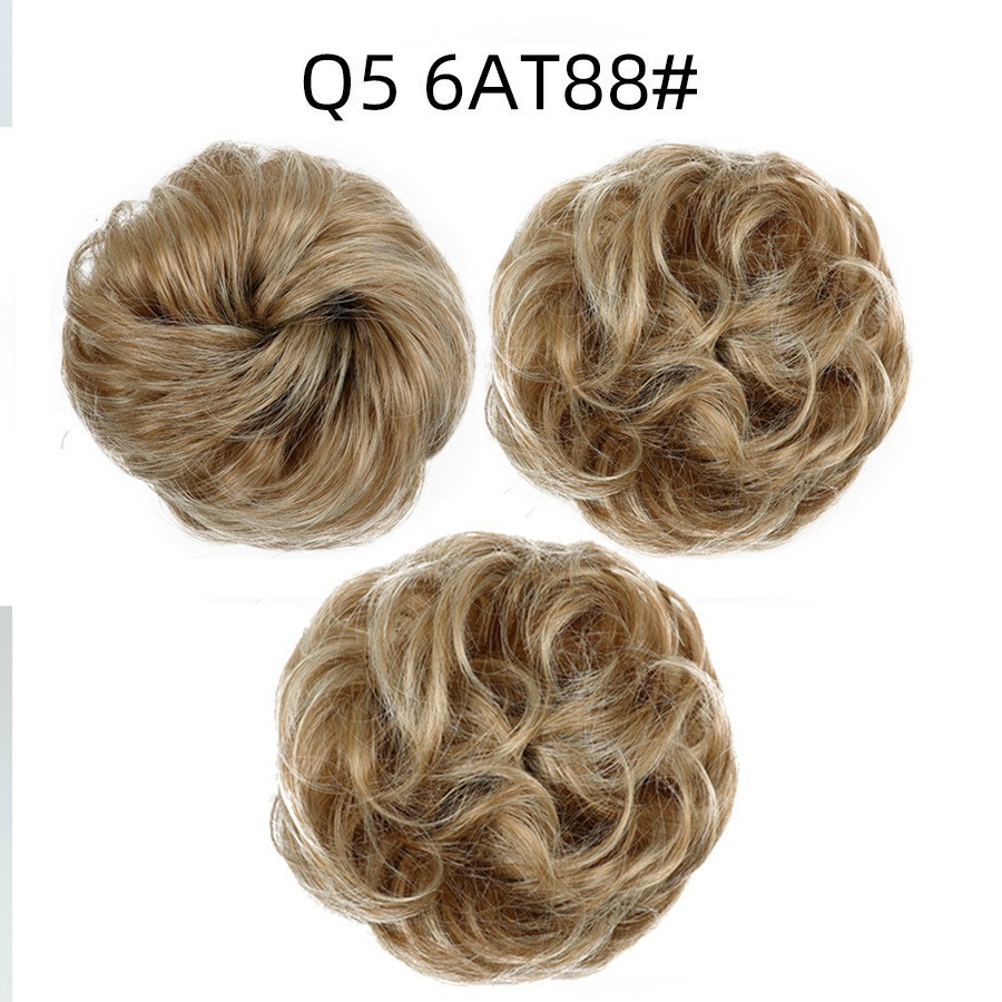 Synthetic Messy Bun Chignon Donut Blonde Brown Color Hair Bun Elastic Hair Rope Rubber Band Hair Extensions for Women