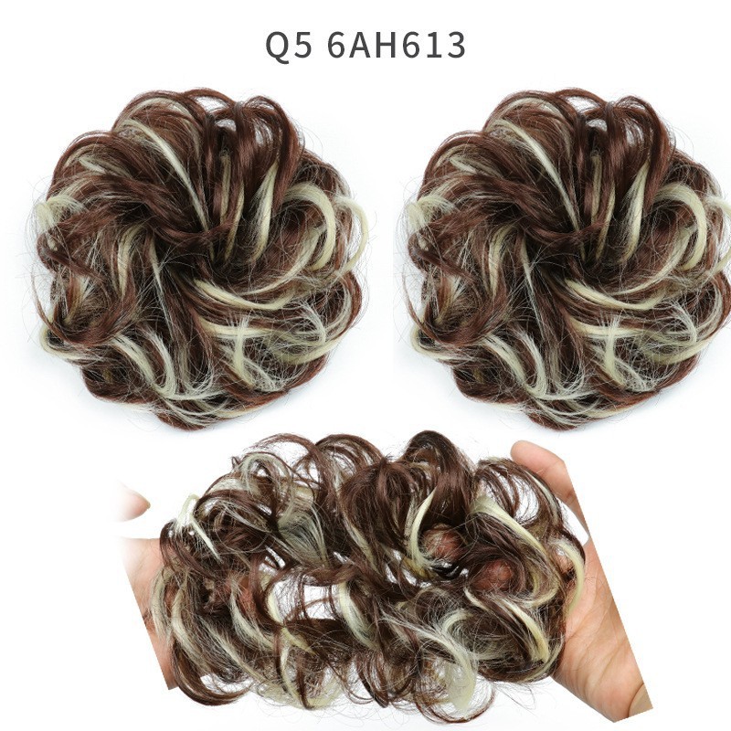 Synthetic Messy Bun Chignon Donut Blonde Brown Color Hair Bun Elastic Hair Rope Rubber Band Hair Extensions for Women