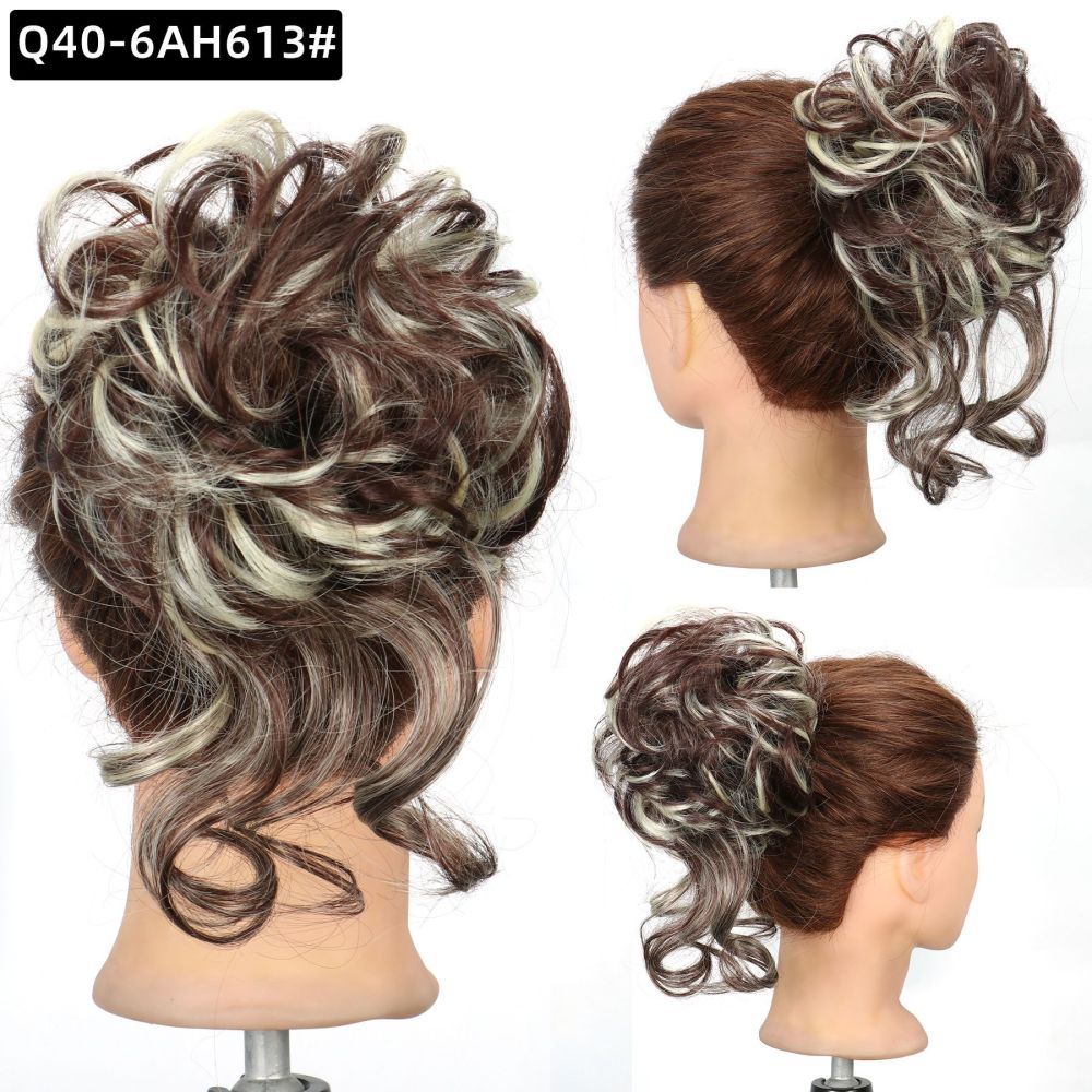 Synthetic Messy Hairpiece Bun for Women Wave Chignon Ponytail Hair Extension Elastic Rubber Band Updo Fiber Scrunchies