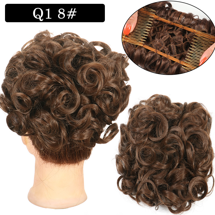 Messy Bun Large Comb Clips In Curly Hair Extension Fake False Synthetic Pieces Chignon Women Updo Cover Hairpiec
