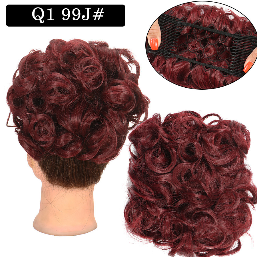 Messy Bun Large Comb Clips In Curly Hair Extension Fake False Synthetic Pieces Chignon Women Updo Cover Hairpiec