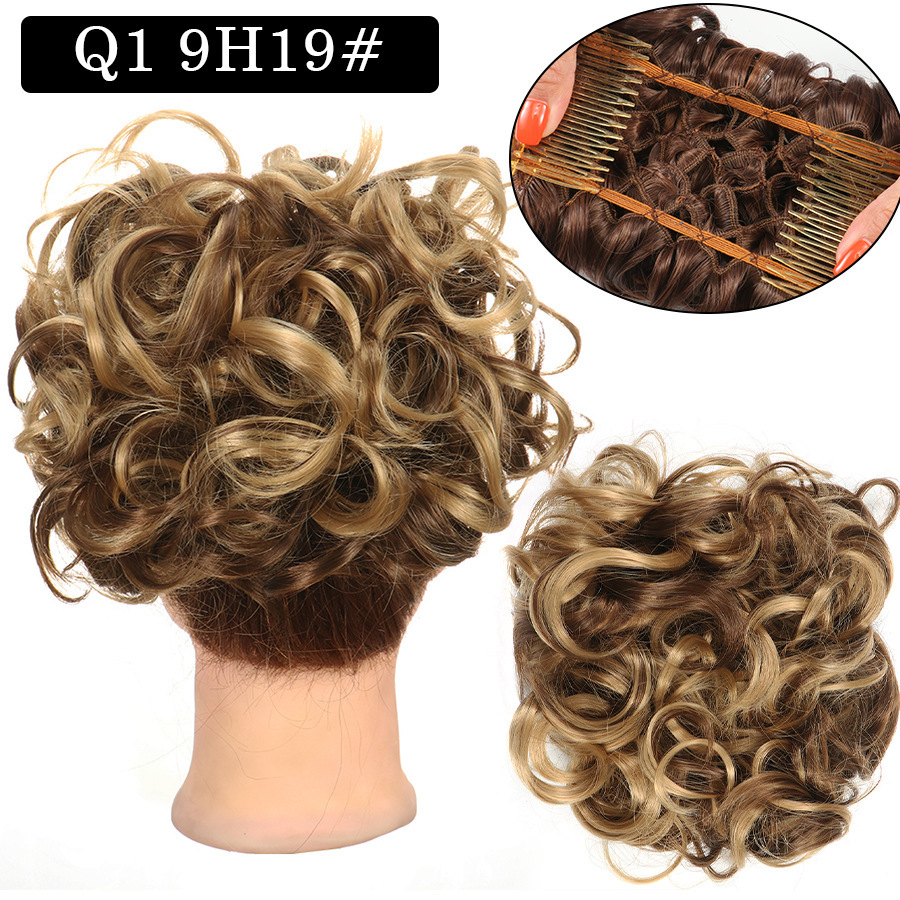 Messy Bun Large Comb Clips In Curly Hair Extension Fake False Synthetic Pieces Chignon Women Updo Cover Hairpiec