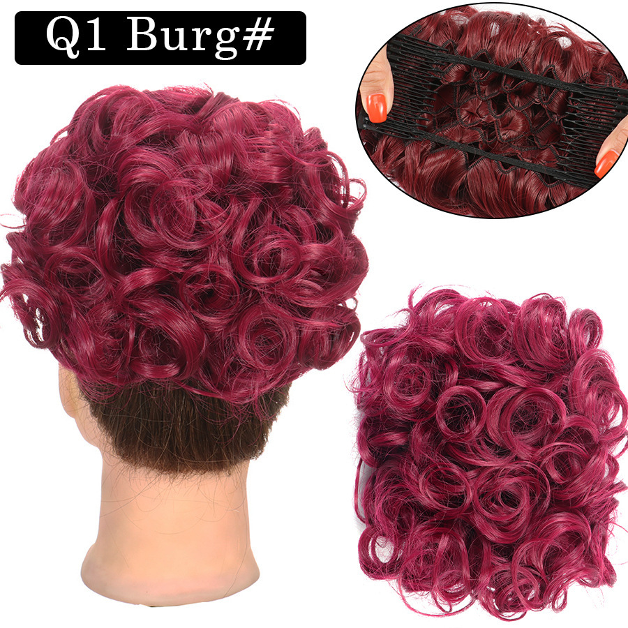 Messy Bun Large Comb Clips In Curly Hair Extension Fake False Synthetic Pieces Chignon Women Updo Cover Hairpiec