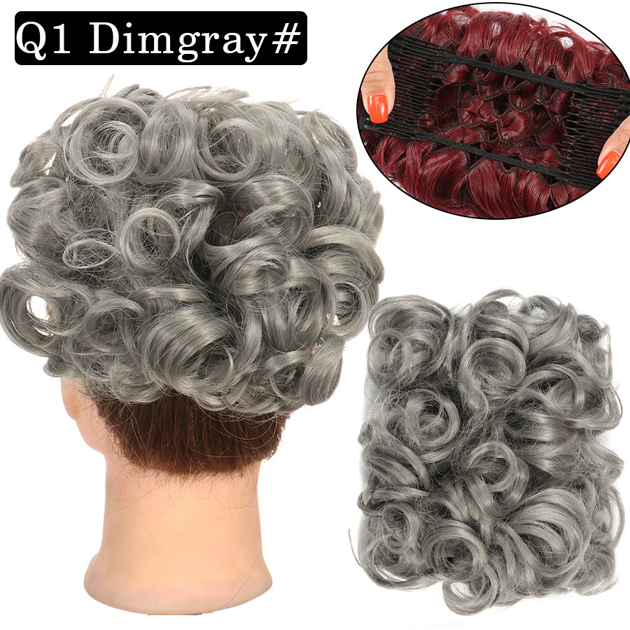 Messy Bun Large Comb Clips In Curly Hair Extension Fake False Synthetic Pieces Chignon Women Updo Cover Hairpiec