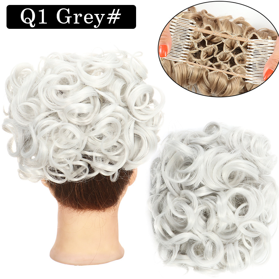 Messy Bun Large Comb Clips In Curly Hair Extension Fake False Synthetic Pieces Chignon Women Updo Cover Hairpiec
