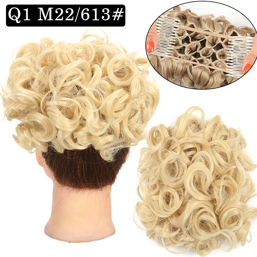 Messy Bun Large Comb Clips In Curly Hair Extension Fake False Synthetic Pieces Chignon Women Updo Cover Hairpiec