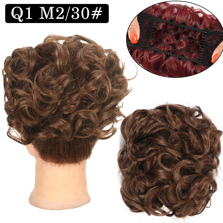 Messy Bun Large Comb Clips In Curly Hair Extension Fake False Synthetic Pieces Chignon Women Updo Cover Hairpiec