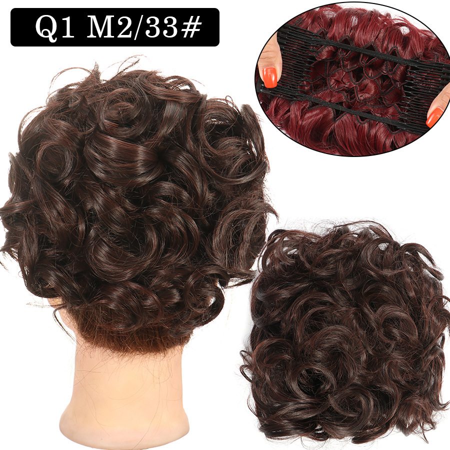 Messy Bun Large Comb Clips In Curly Hair Extension Fake False Synthetic Pieces Chignon Women Updo Cover Hairpiec