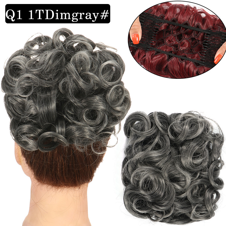 Messy Bun Large Comb Clips In Curly Hair Extension Fake False Synthetic Pieces Chignon Women Updo Cover Hairpiec