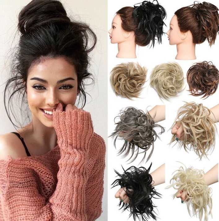 Synthetic Short Curly Chignon With Elastic Band Synthetic Scrunchie Messy Hair Bun High Temperature Fiber Hairpieces Extensions